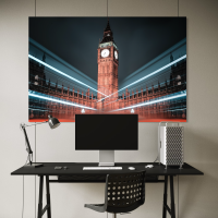 Houses of Parliament at Night with Light Trails Poster