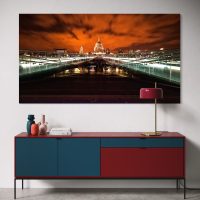 St Paul’s Cathedral and Millennium Bridge at Night Poster