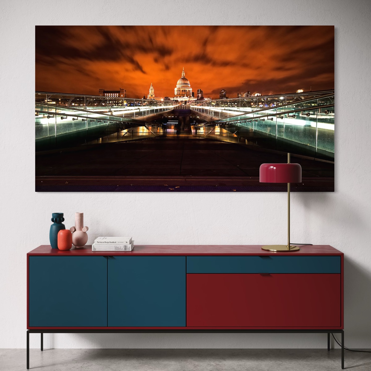 St Paul’s Cathedral and Millennium Bridge at Night Poster
