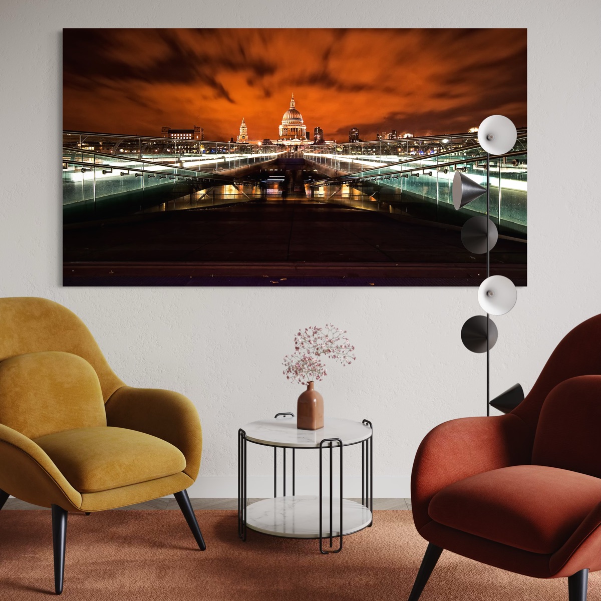 St Paul’s Cathedral and Millennium Bridge at Night Poster