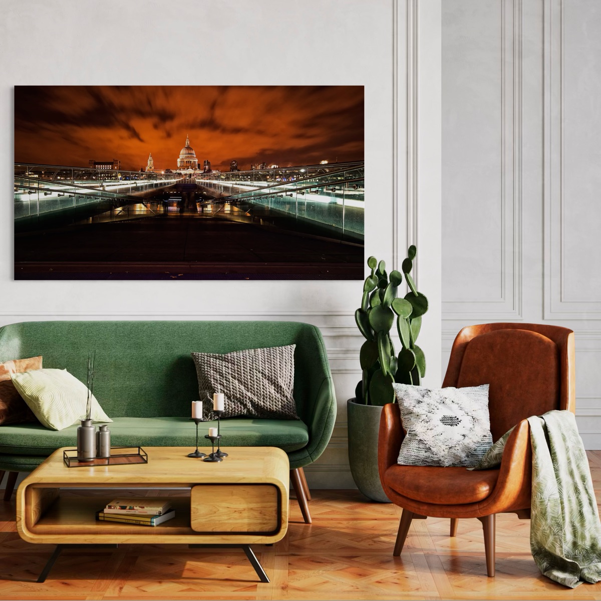 St Paul’s Cathedral and Millennium Bridge at Night Poster