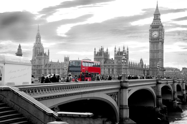 Big Ben and Red London Bus Poster