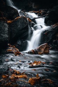 Black and White Waterfall Poster