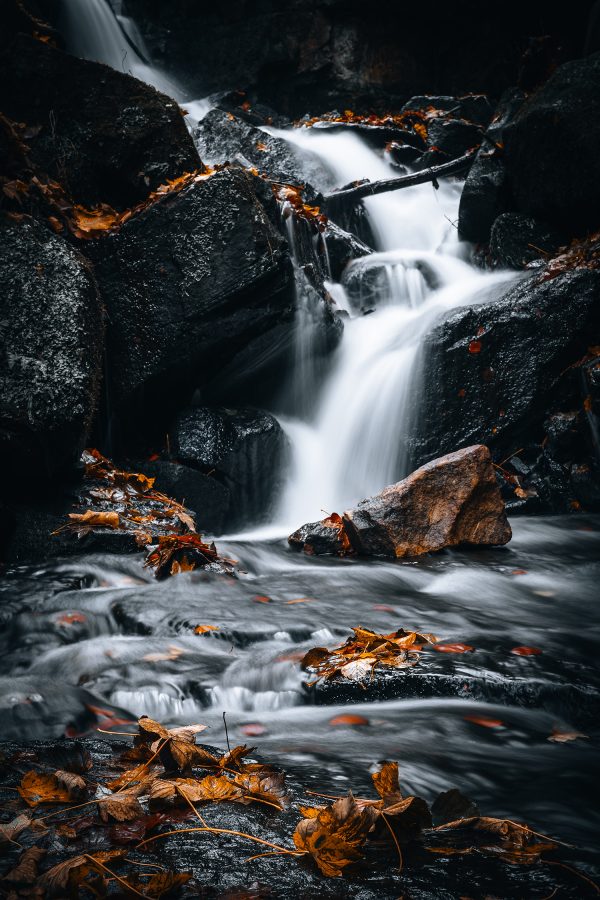 Black and White Waterfall Poster