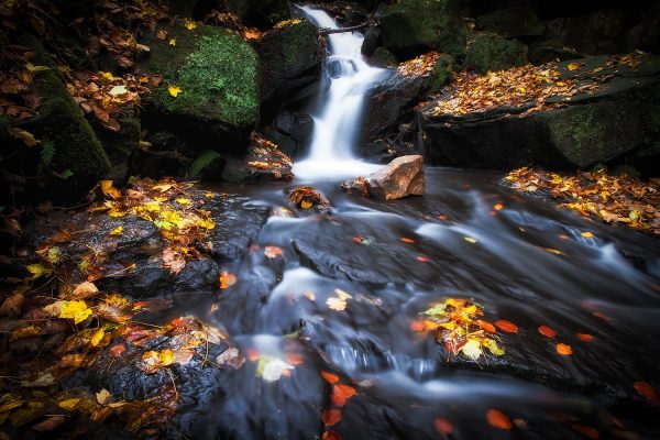 Autumn Flow – Lumsdale Waterfall Poster