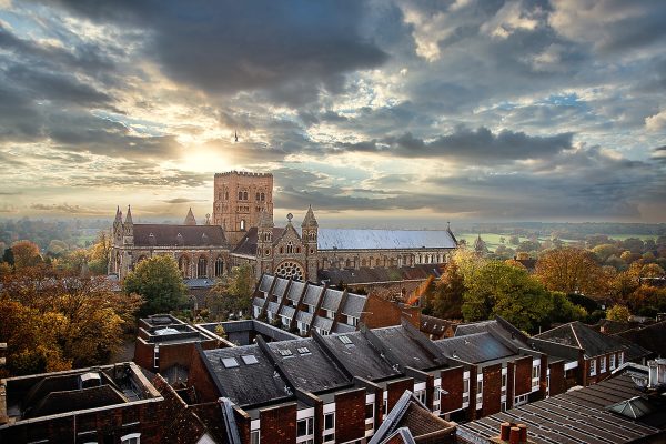 Autumn Light Over St Albans Cathedral Poster