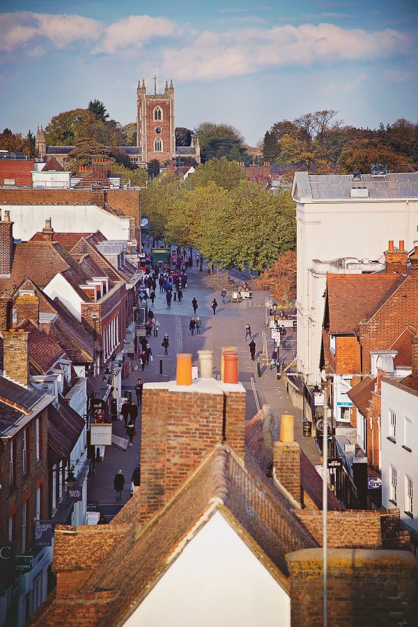 St Albans High Street Autumn View Poster