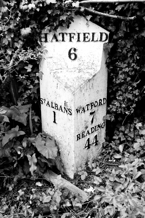 Hatfield Milestone in Monochrome Poster