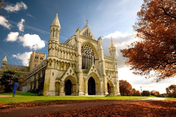 Autumn Light at St Albans Cathedral Poster